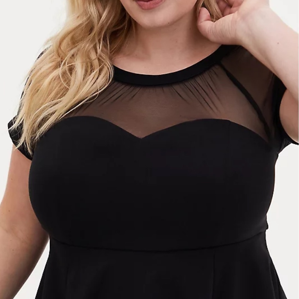 NWT Torrid Black Mesh Inset Swing Dress Size 20 - Picture 2 of 6